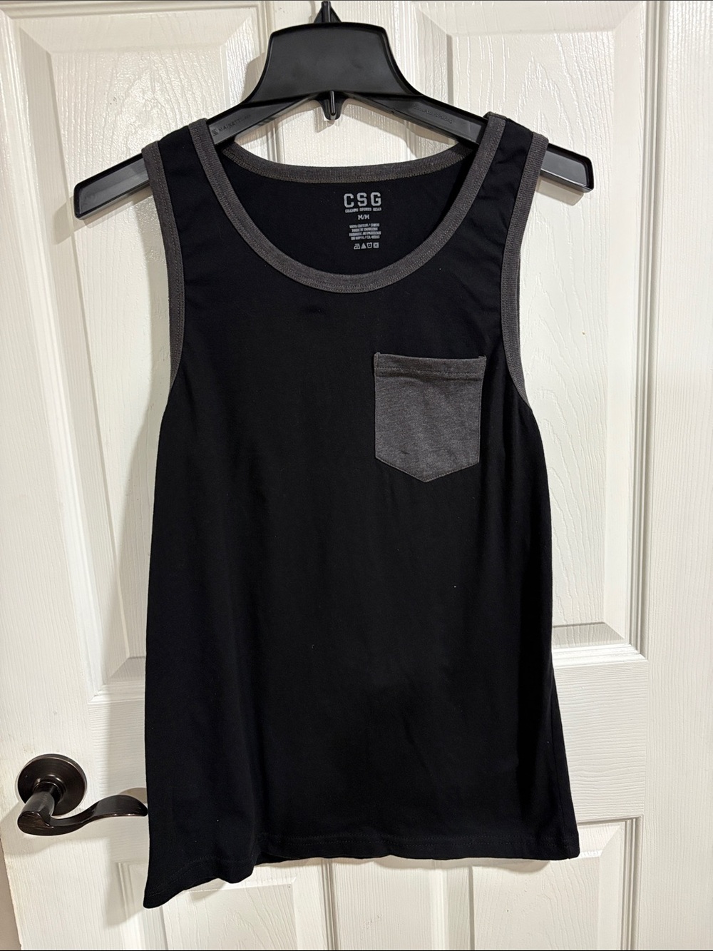 Champs Black Tank Top with Gray Trim and Pocket